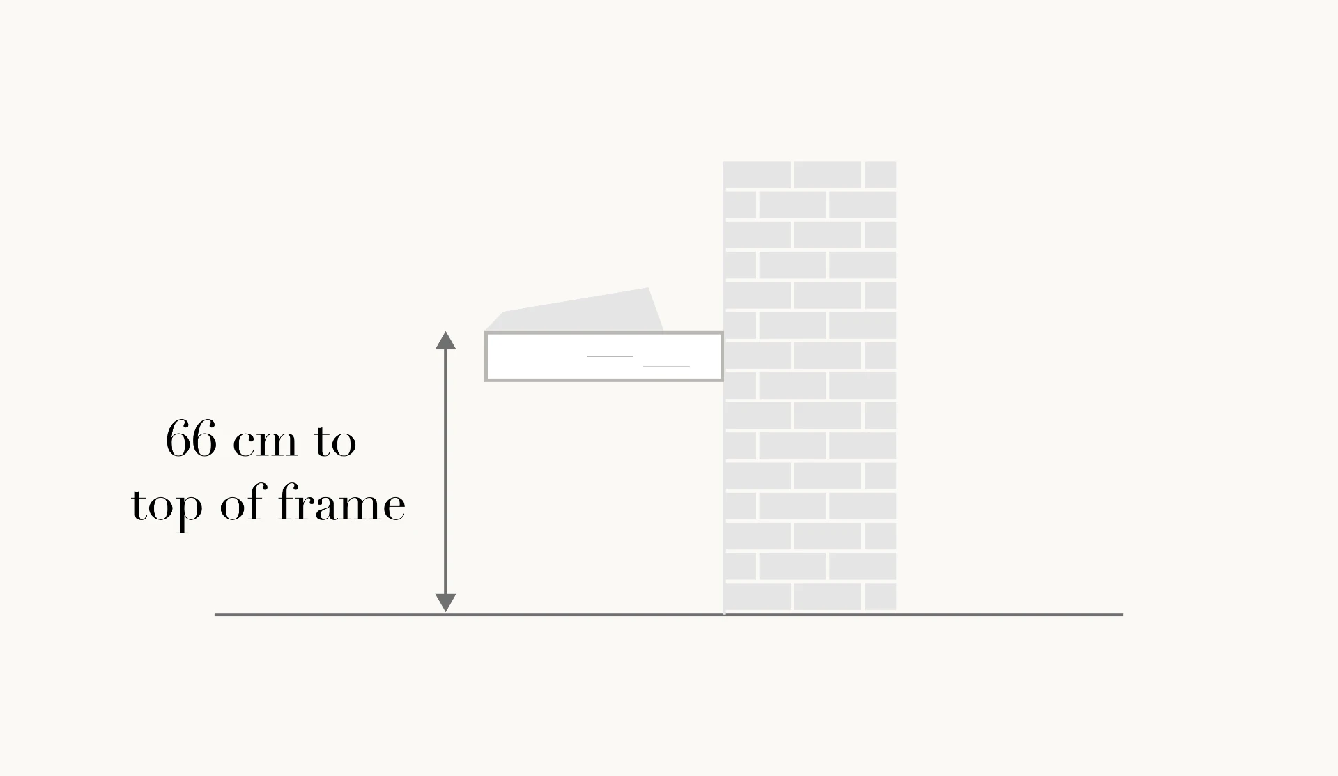 Diagram showing the recommended 66 cm mounting height from the floor to the top of the Floating Piano Frame